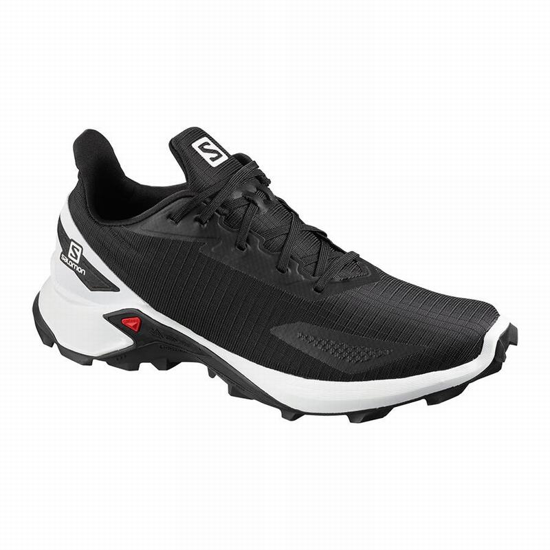 Salomon Israel ALPHACROSS BLAST - Mens Trail Running Shoes - Black/White (TFQN-97628)